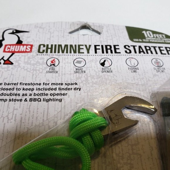 Chums Fire Starter Double Barrel Firestone Green Parachute Cord - Picture 4 of 4